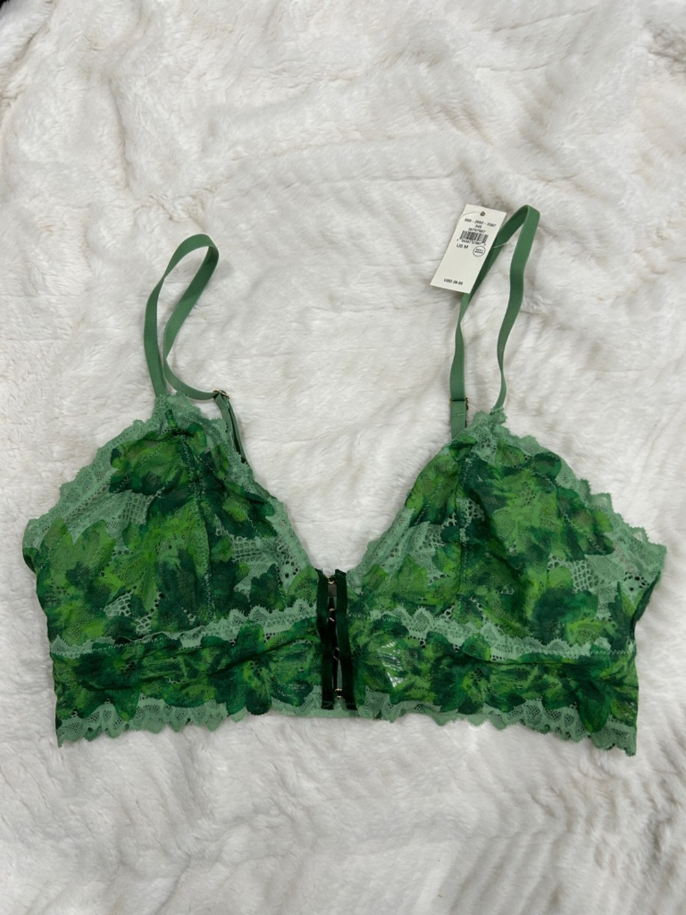 Aerie Green Lace Floral Bralette - Women Intimates